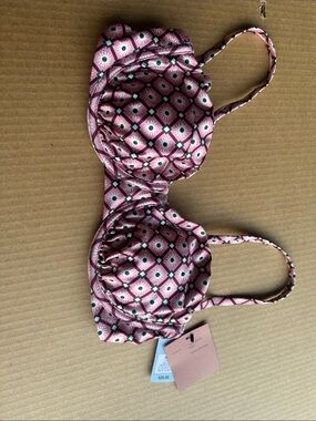 Shade & Shore Pink Geometric Floral Bikini Top